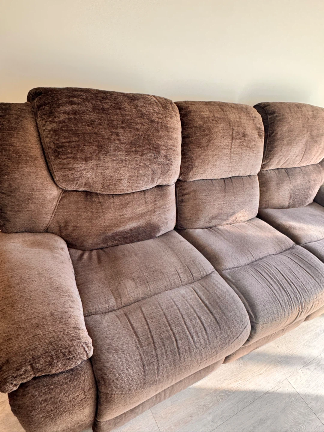 Brown Three-Seater Power Reclining Sofa