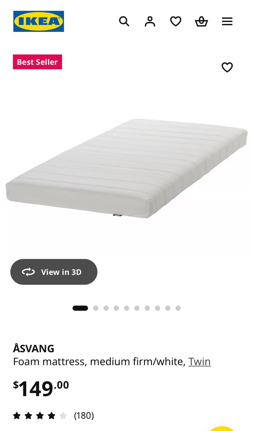 IKEA Åsvang Twin Foam Mattress