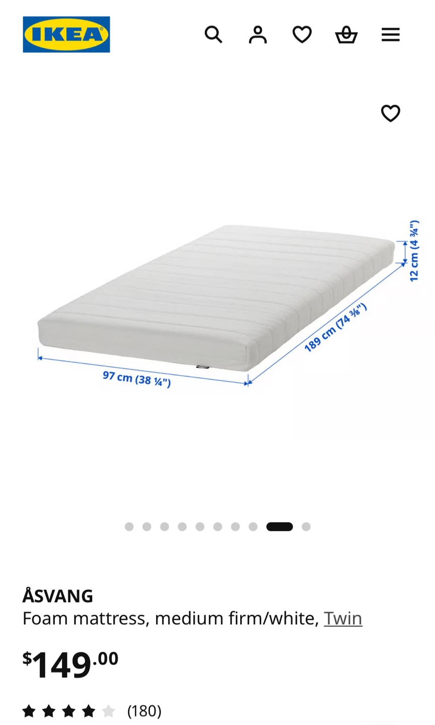 IKEA Åsvang Twin Foam Mattress - photo 3