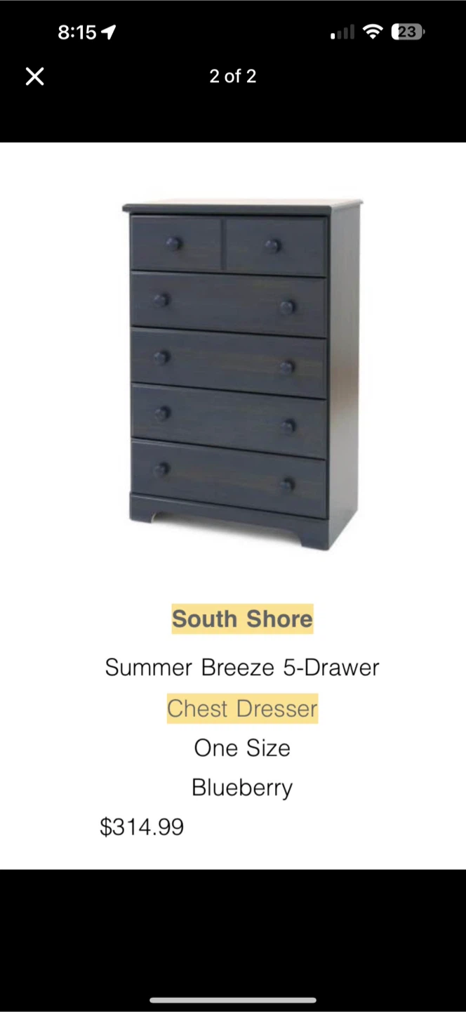 South Shore Summer Breeze 5-Drawer Chest Dresser - photo 2