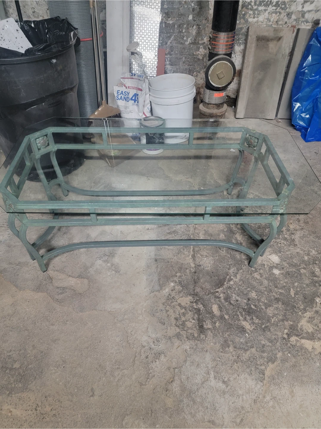 Vintage Metal and Glass Coffee Table