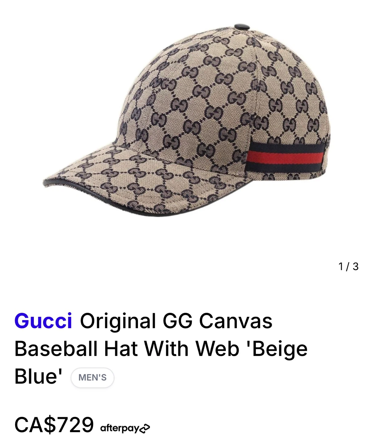 Gucci Original GG Canvas Baseball Cap – Navy/Beige – Size L