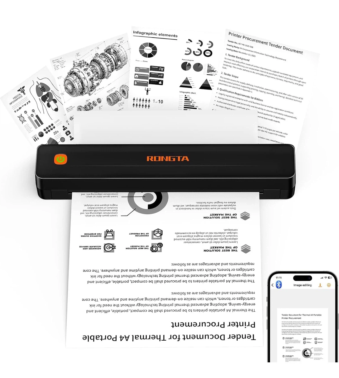 Rongta Portable A4 Thermal Printer