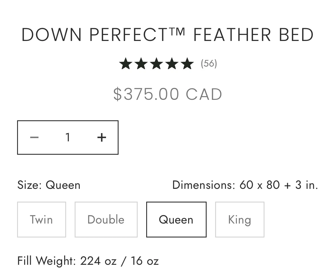 Canadian Down & Feather Company Down Perfect Feather Bed - photo 2