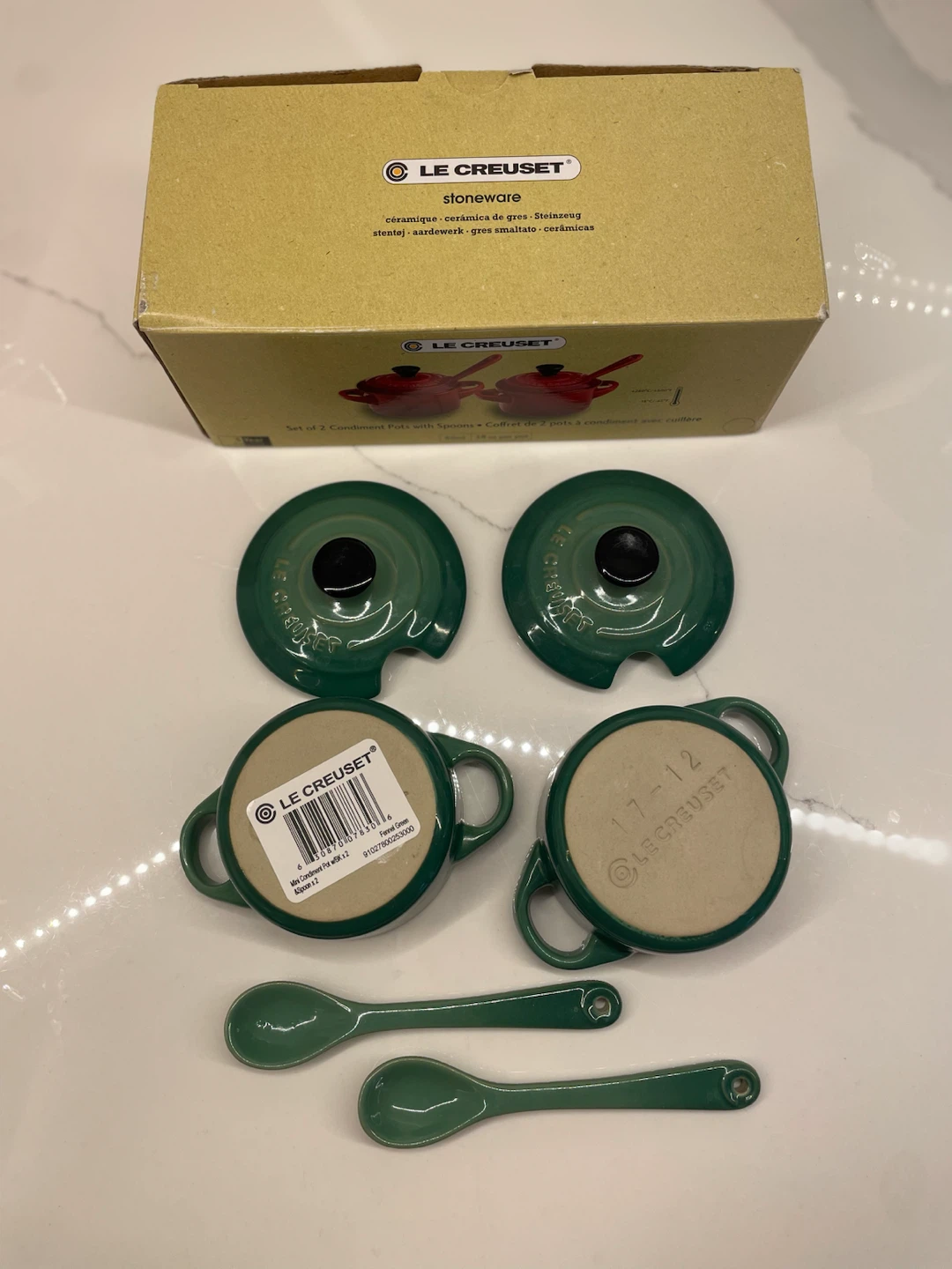 Le Creuset Mini Condiment Pots with Spoons, Fennel Green - photo 2