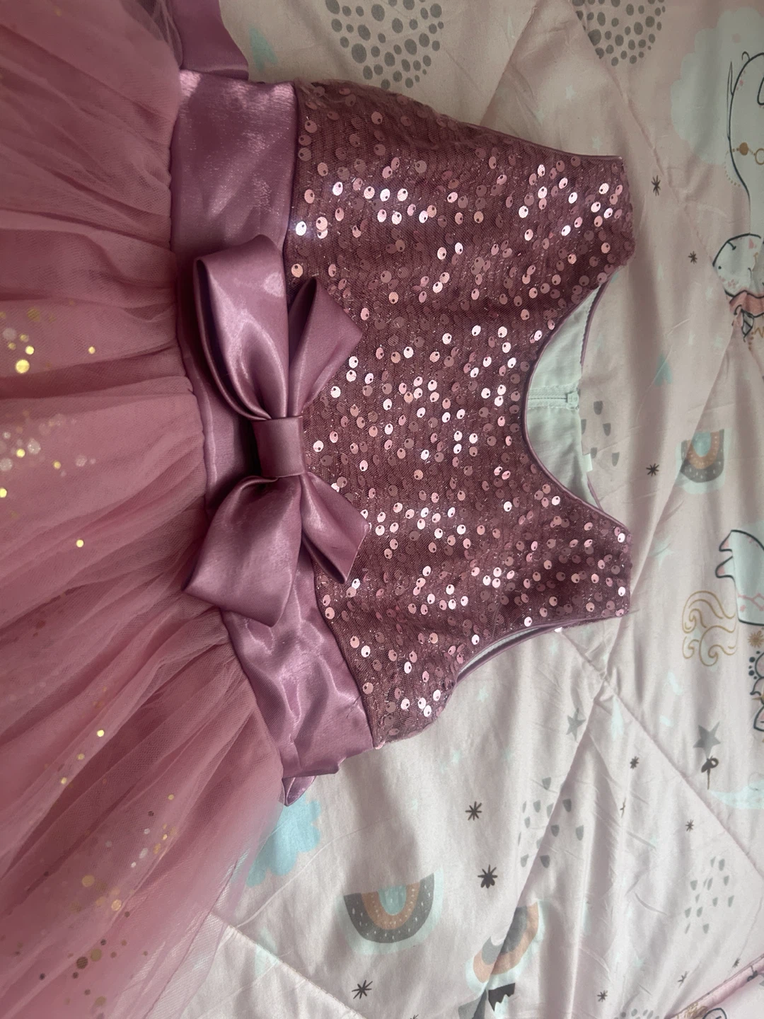 Girls Pink Sequin and Tulle Party Dress