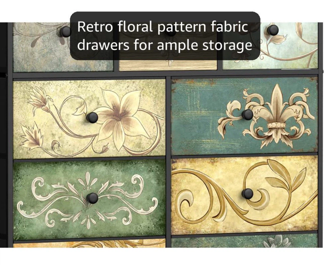 9-Drawer Retro Floral Pattern Fabric Dresser - photo 2
