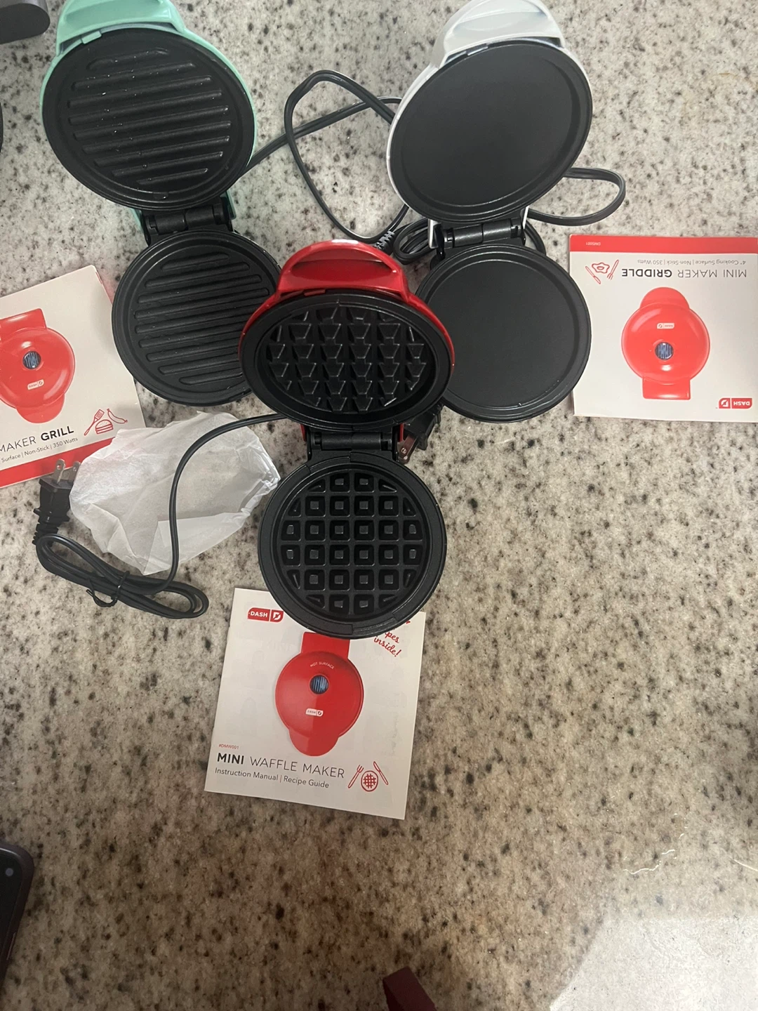 Set of 3 Dash Mini Makers: Waffle, Grill, and Griddle
