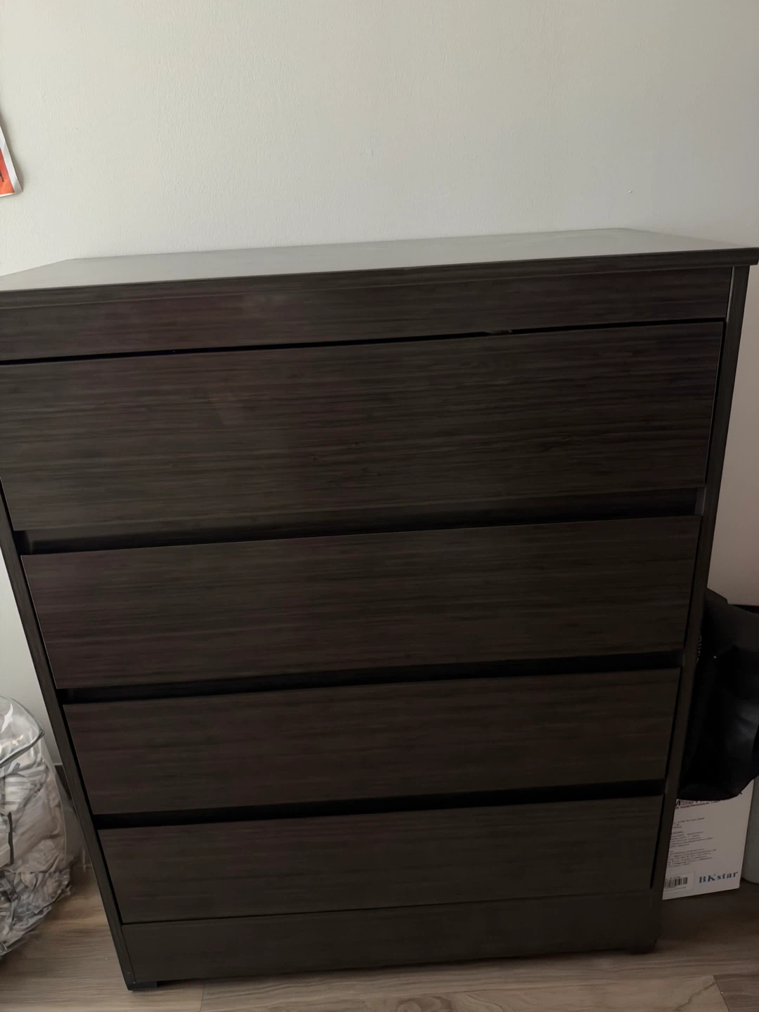 Dark Wood Finish 4-Drawer Dresser