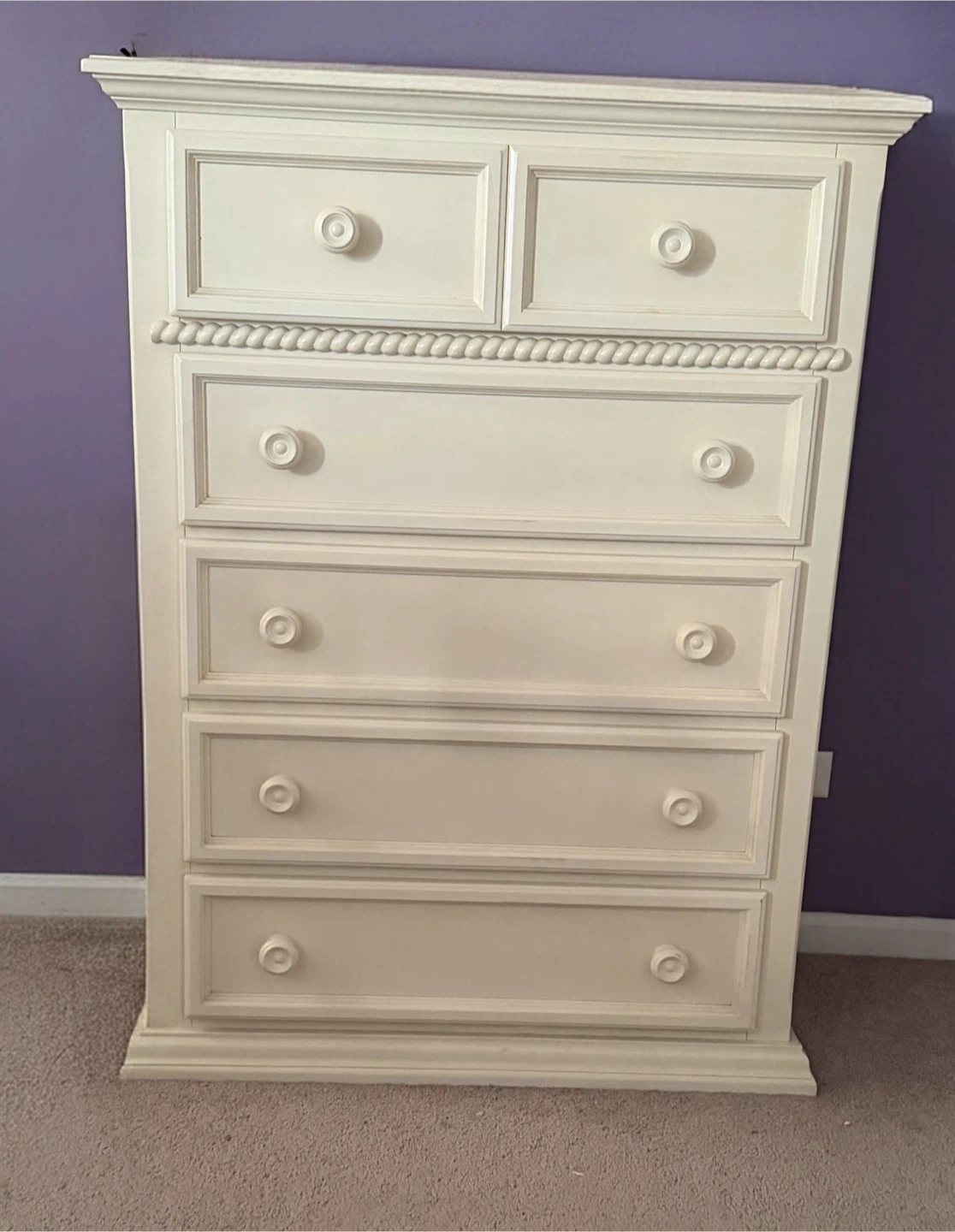 White Five-Drawer Chest