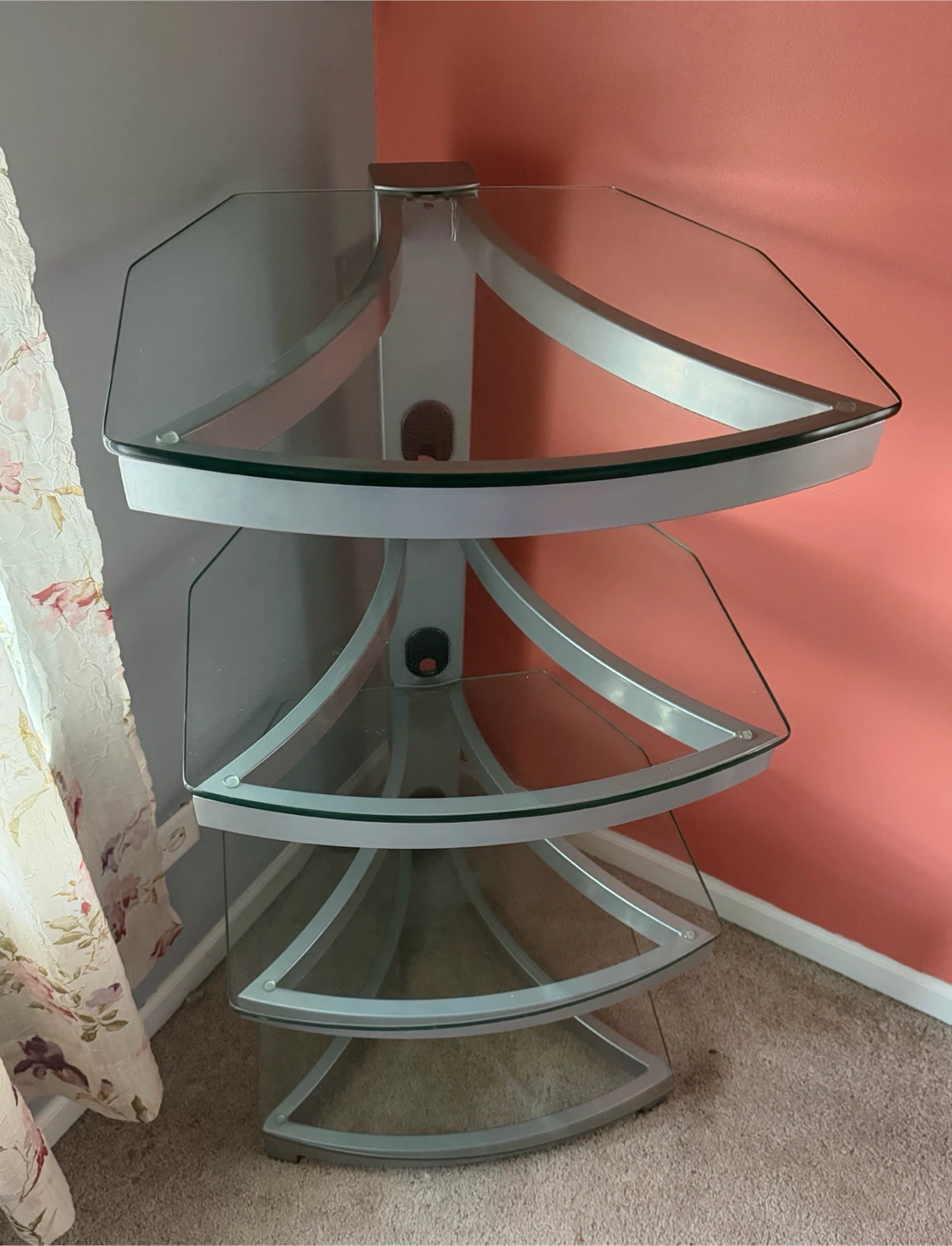 4-Tier Glass Corner Shelving Unit