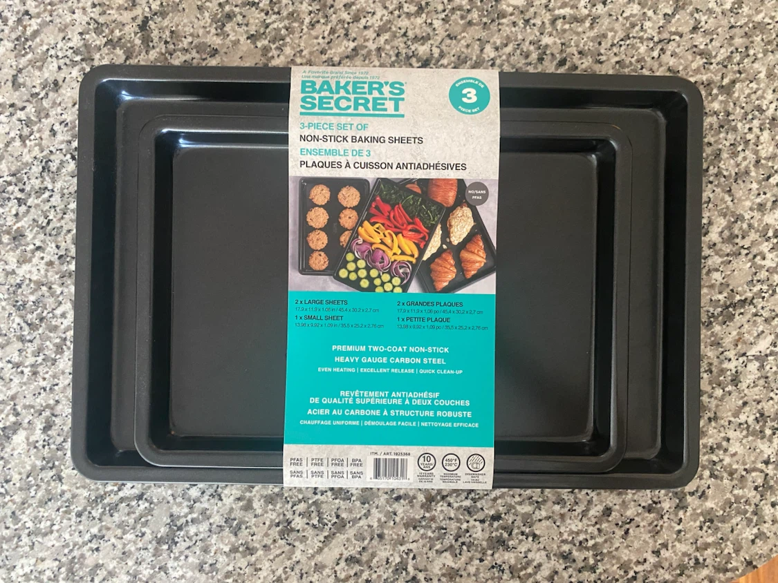 Brand New Baker’s Secret 3-Piece Nonstick Baking Sheet Set