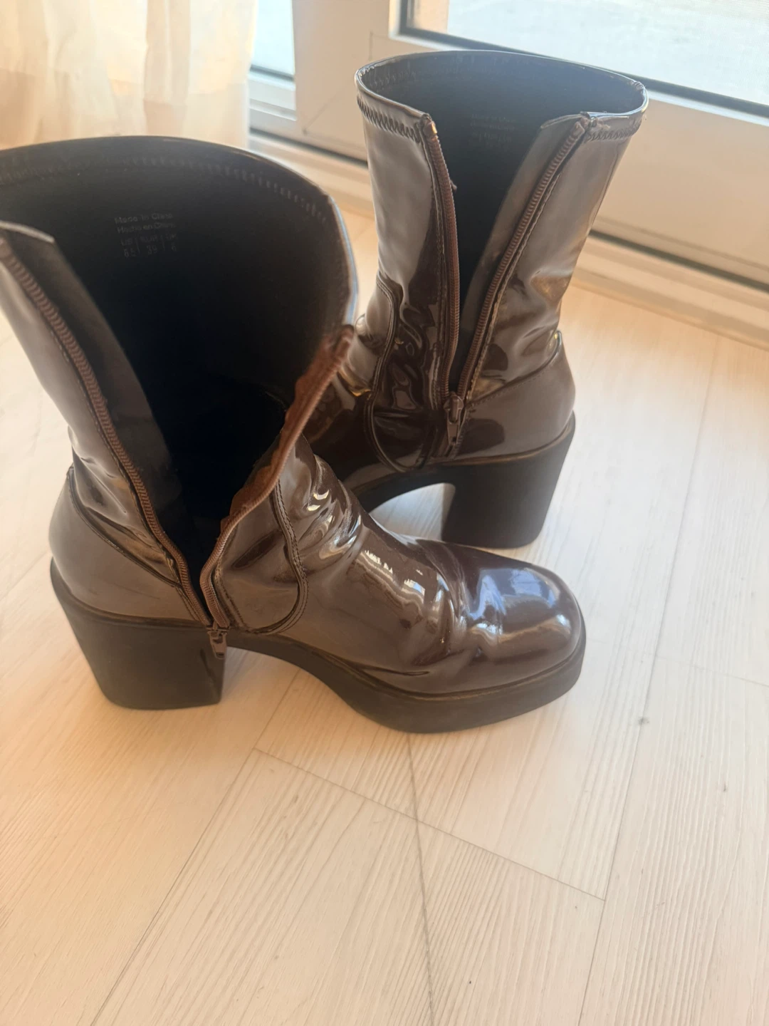 ALDO Dark Brown Patent Block Heel Boots - photo 3