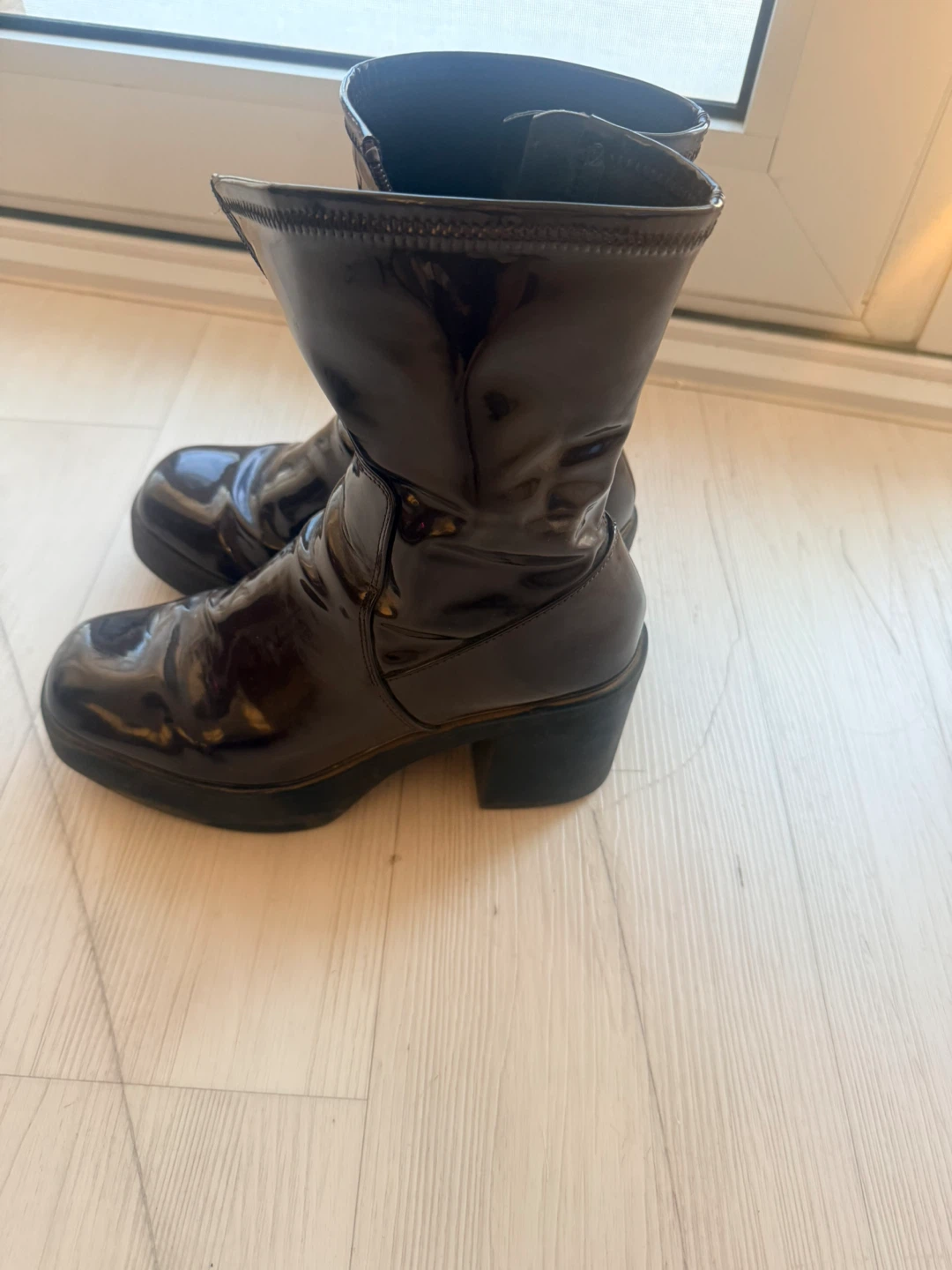 ALDO Dark Brown Patent Block Heel Boots - photo 4