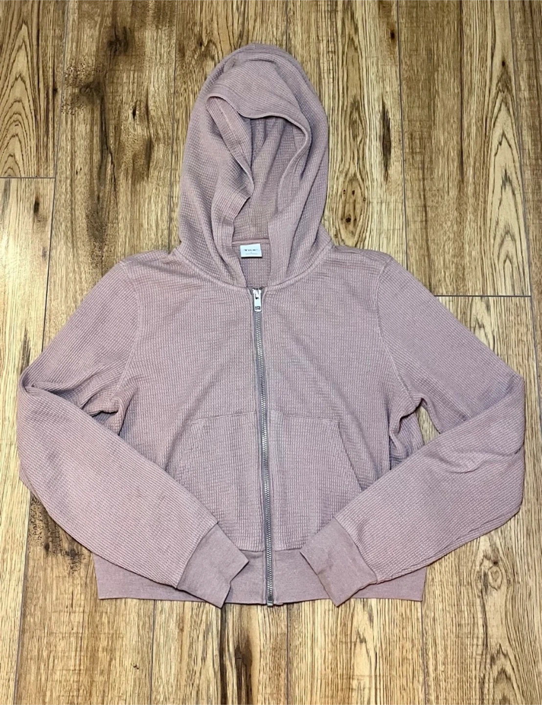 Aritzia Tna Waffle Knit Cropped Full Zip Hoodie - Size Small