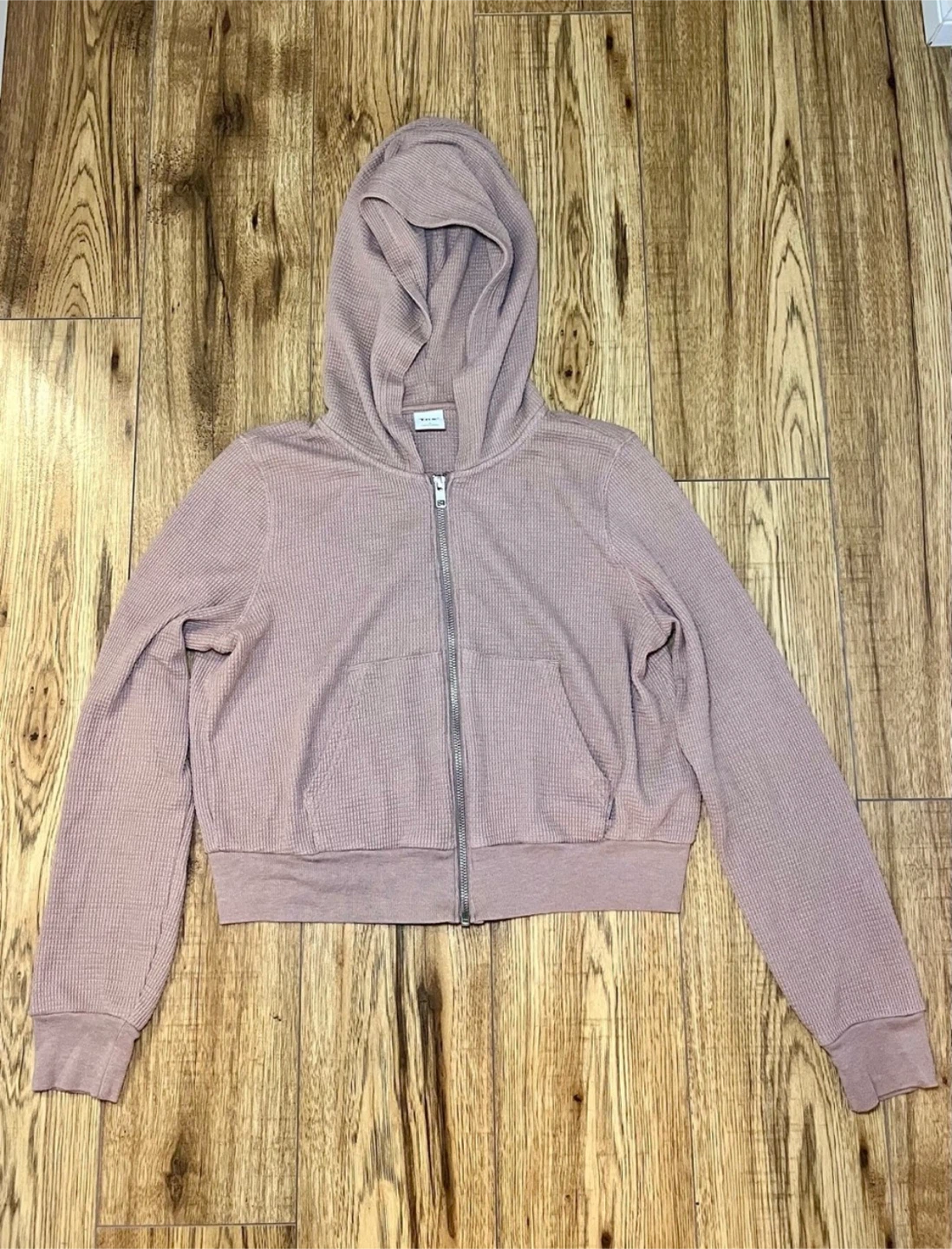 Aritzia Tna Waffle Knit Cropped Full Zip Hoodie - Size Small - photo 2