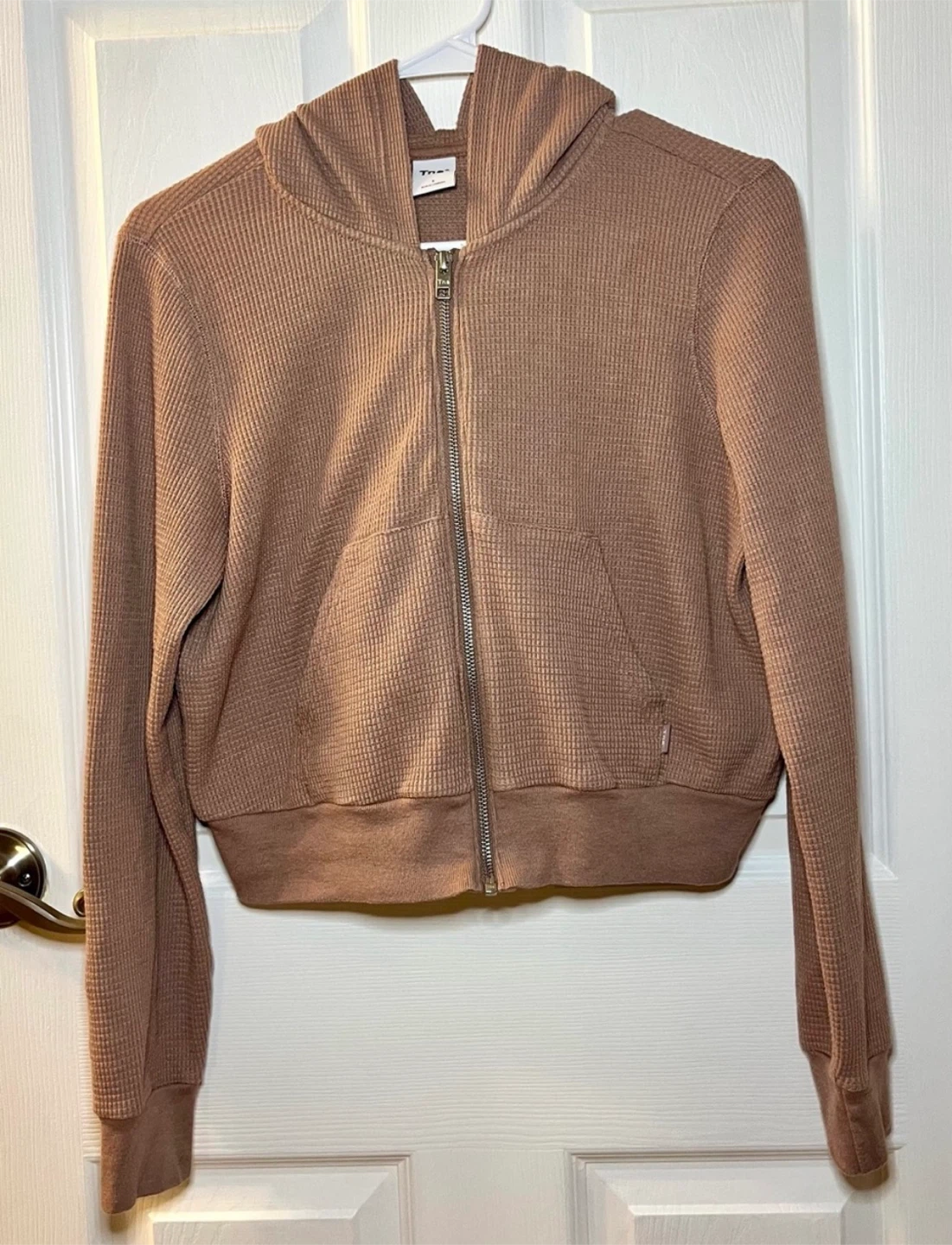 Aritzia Tna Waffle Knit Cropped Full Zip Hoodie - Size Small - photo 4