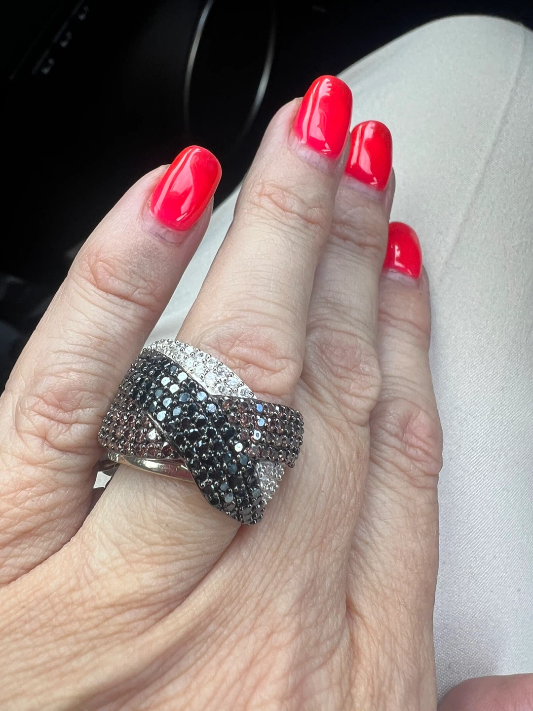 925 Silver Multicolour Stone Statement Ring - photo 3