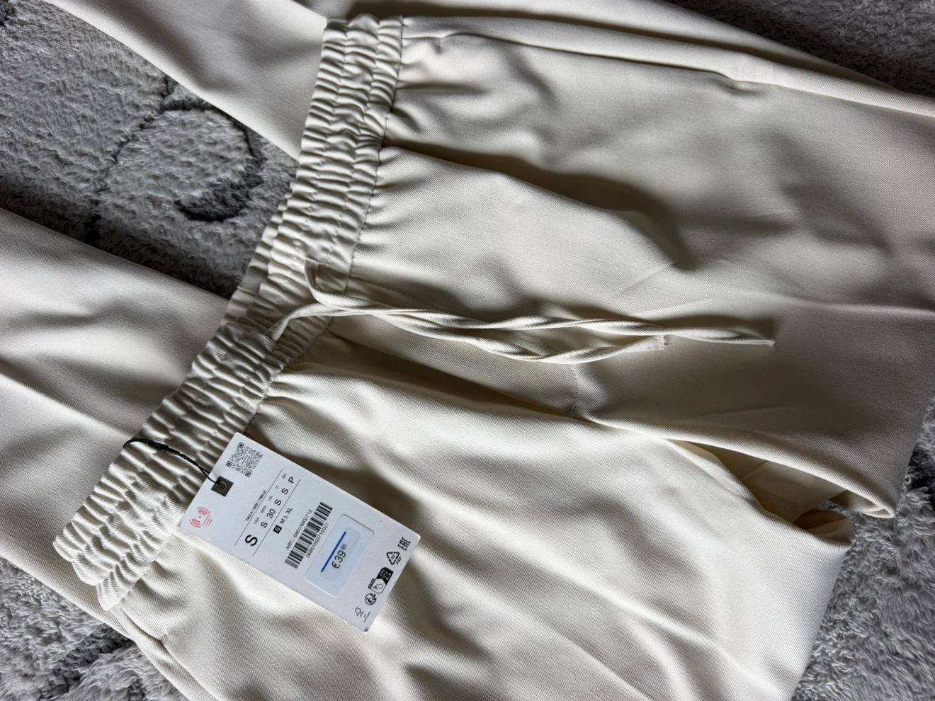 Zara Cream Drawstring Trousers