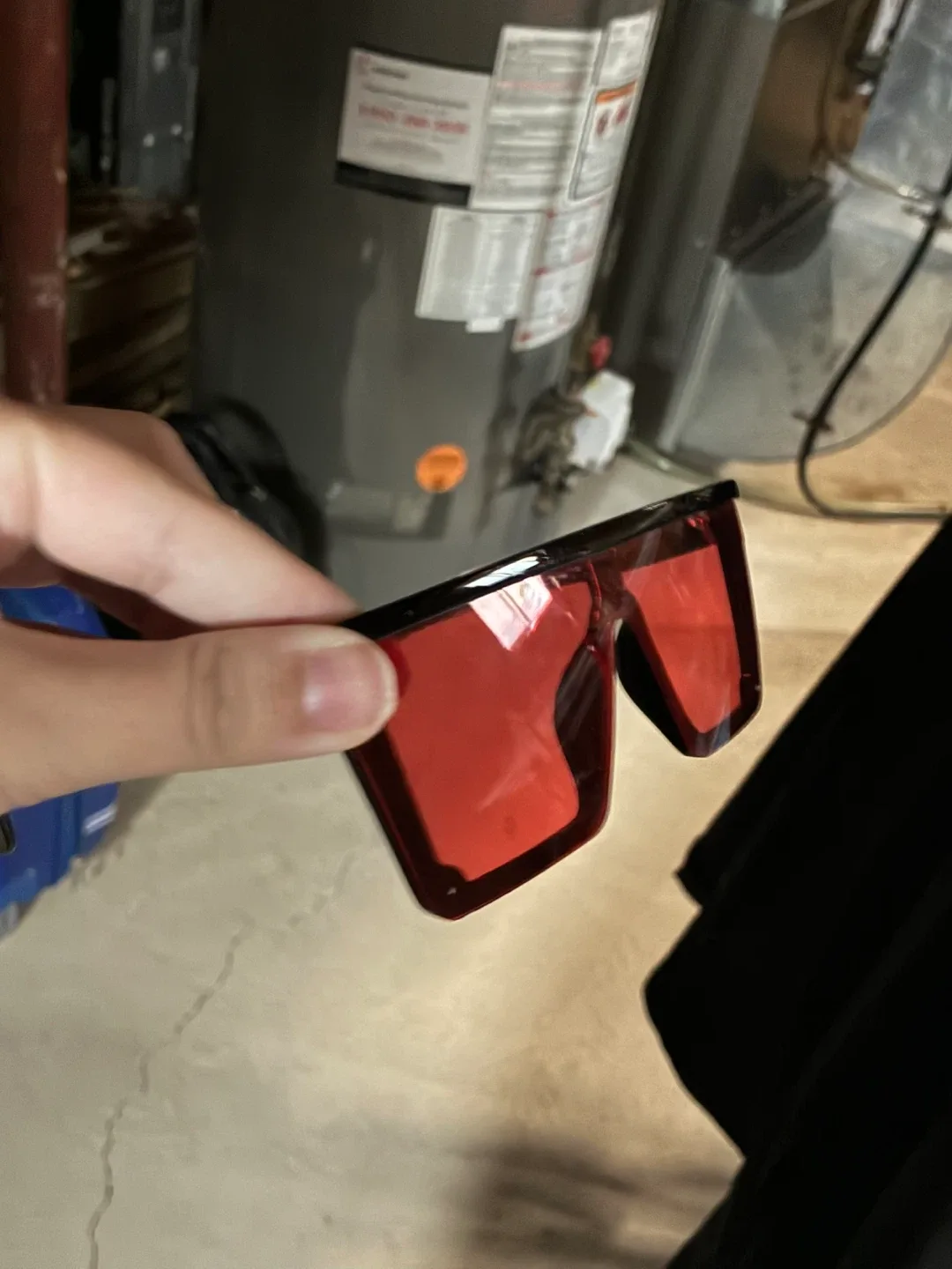 Red Tinted Oversized Shield Sunglasses