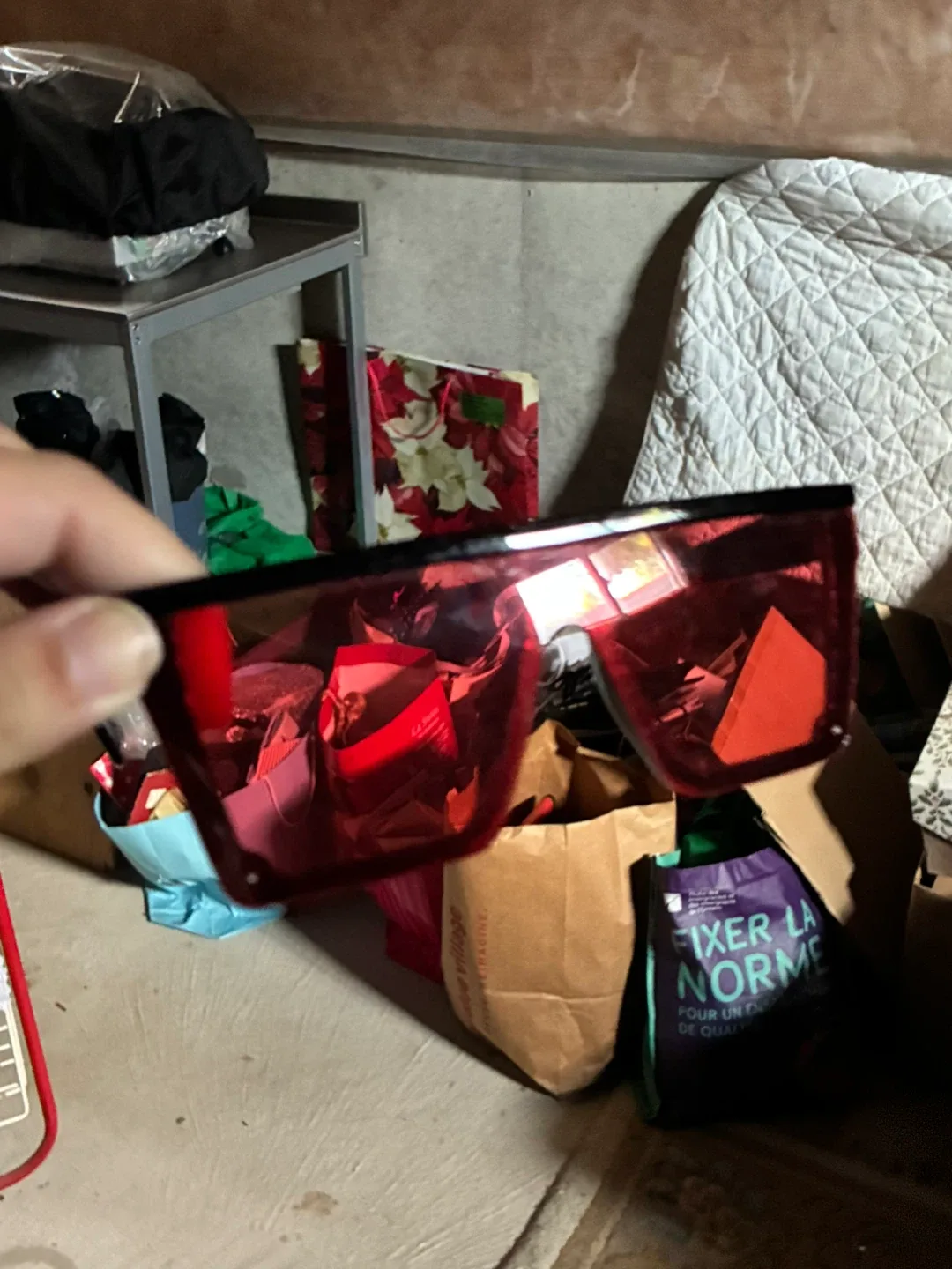 Red Tinted Oversized Shield Sunglasses - photo 3