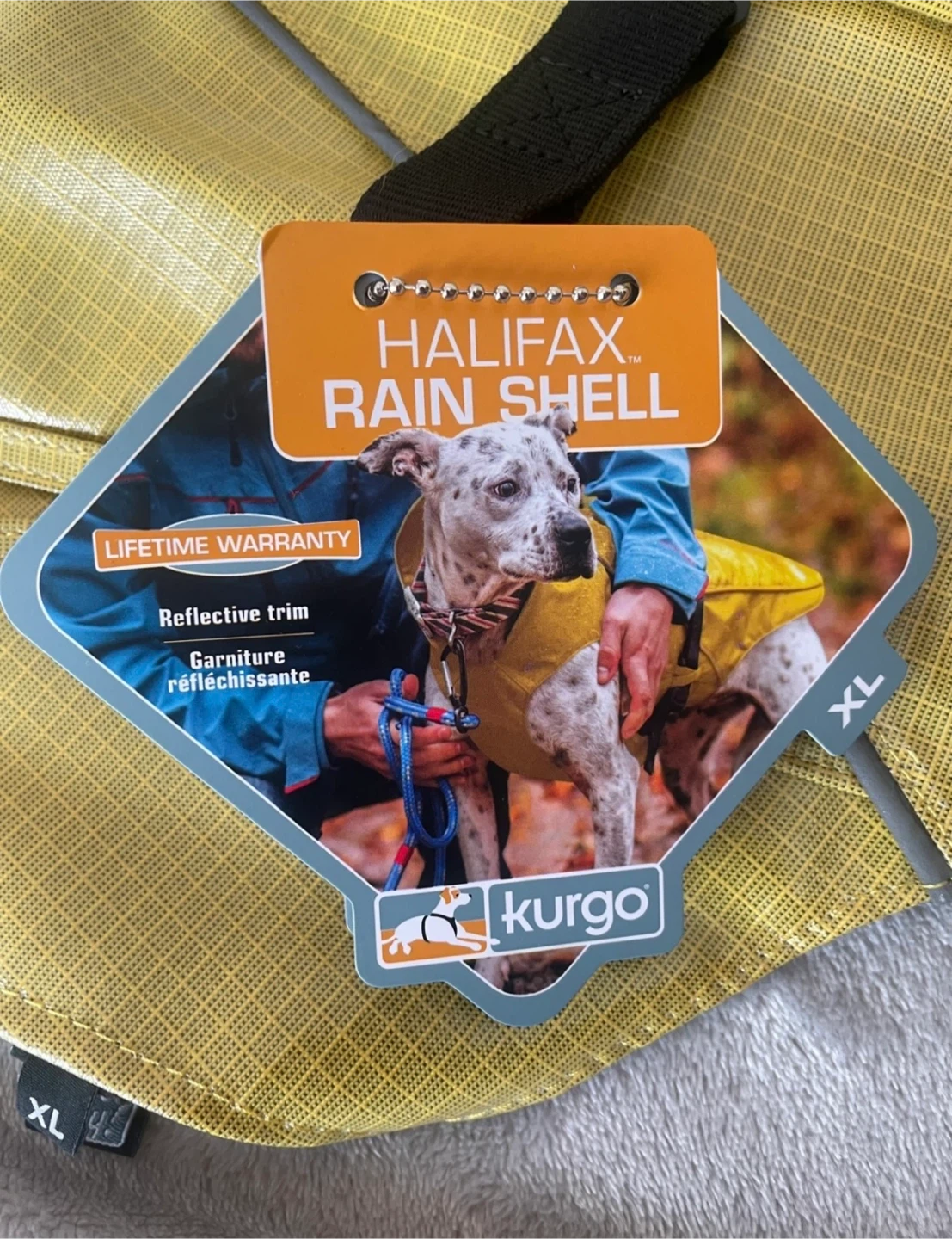 Kurgo Halifax Dog Rain Shell, Size Extra-Large, Yellow - photo 3