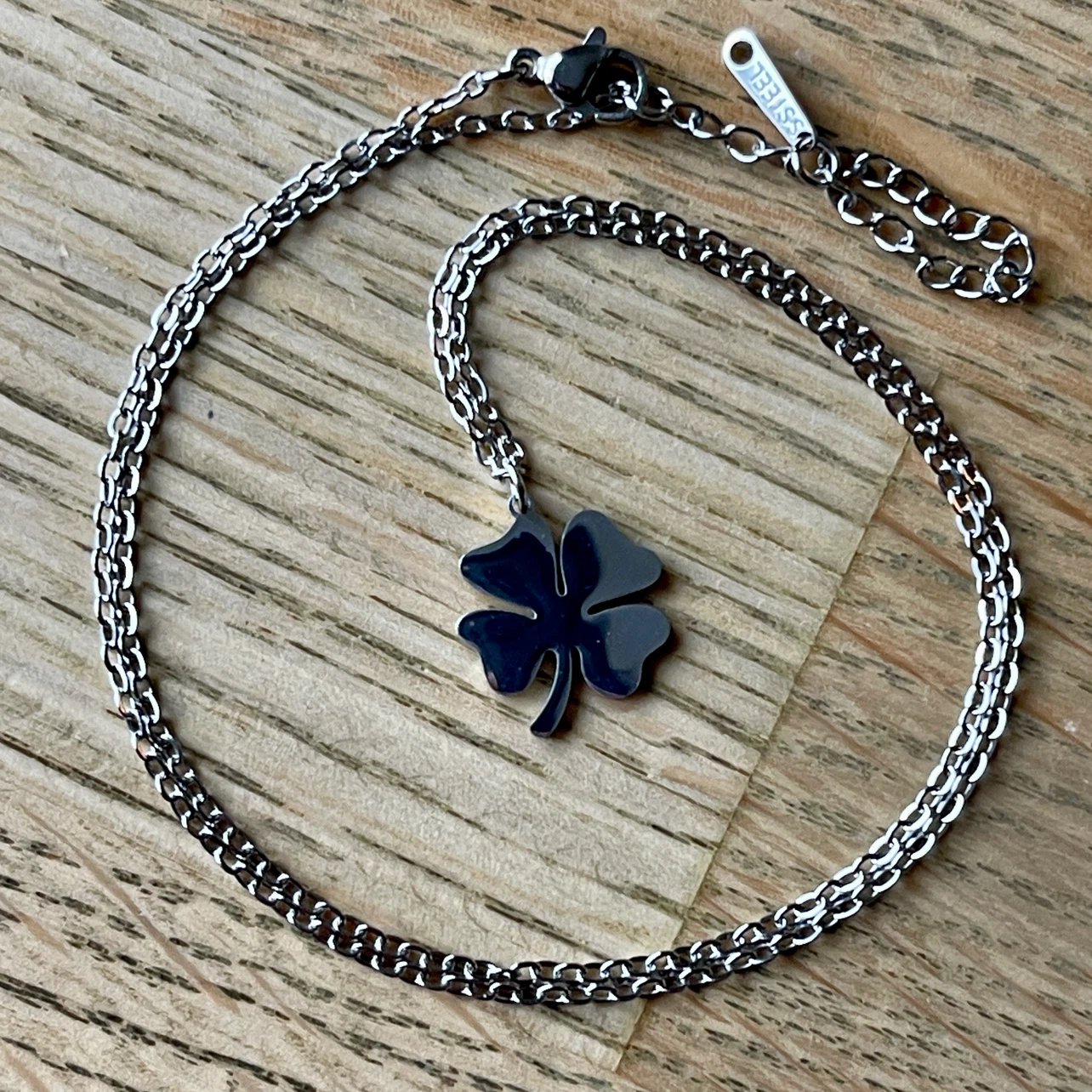 Four-leaf clover stainless steel necklace - photo 3