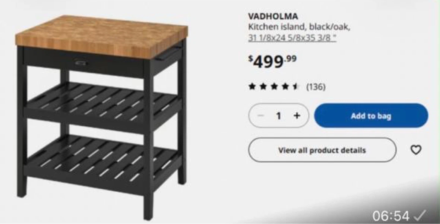 IKEA VADHOLMA Kitchen Island - photo 2