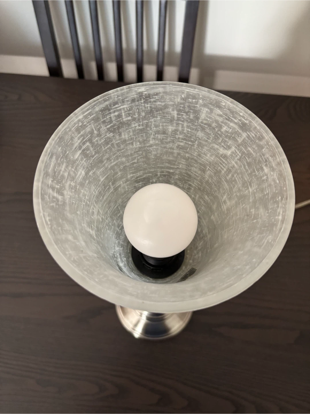 Brushed Nickel Table Lamp with Textured Glass Shade - photo 4