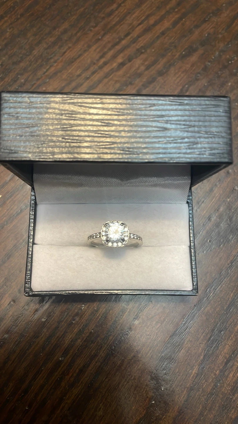 Silver Cushion Cut Halo Ring