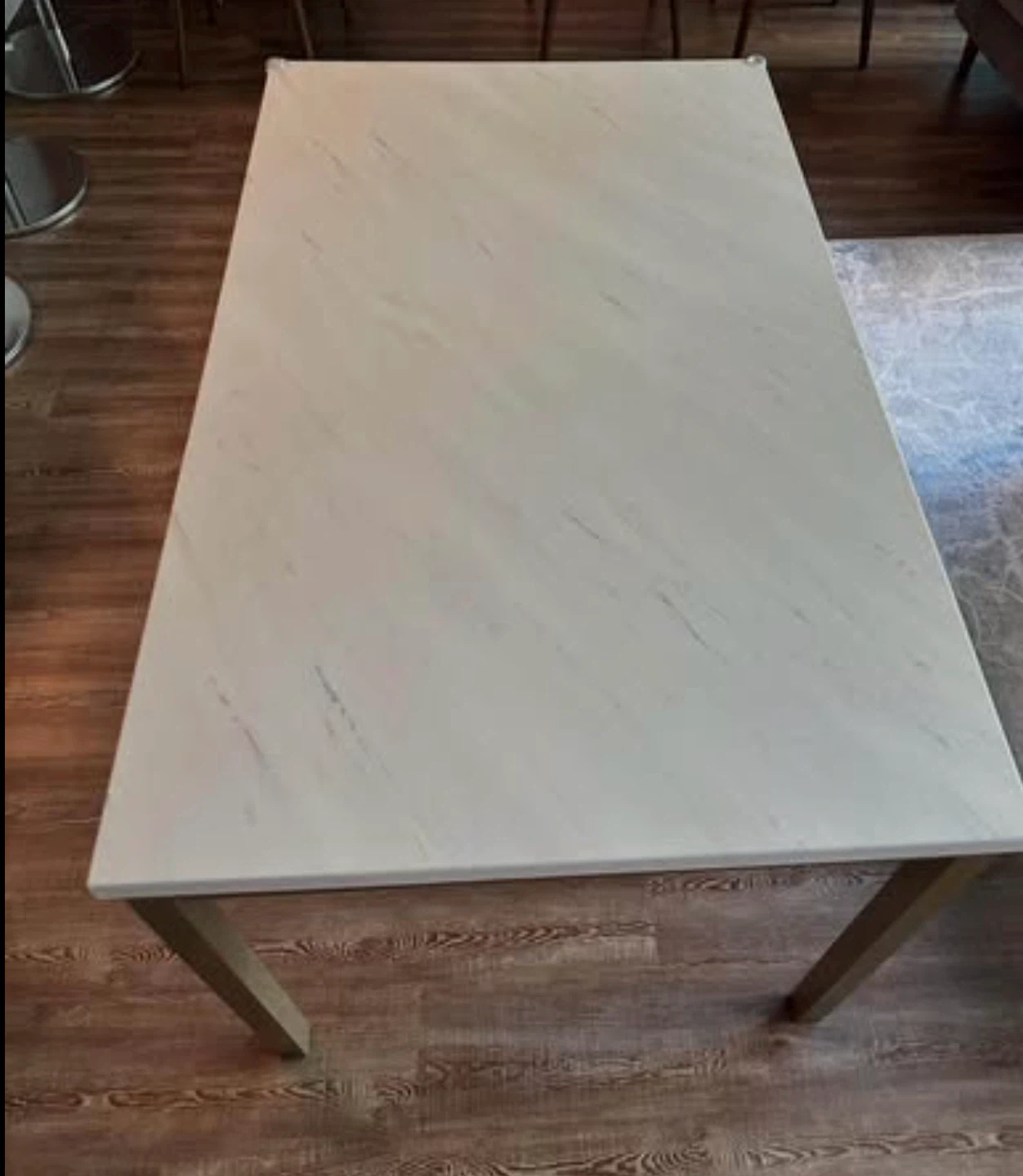 Modern White Marble-Look Dining Table –Excellent Condition - photo 3