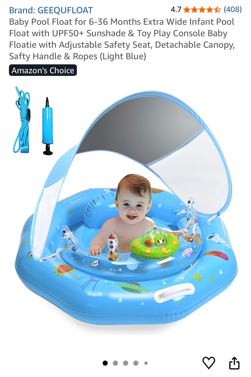 GEEQUFLOAT Baby Pool Float - Light Blue - photo 2