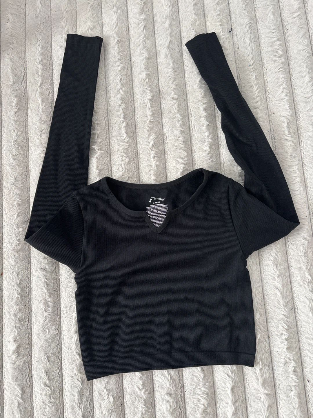 Art Class Black Long Sleeve Ribbed Top