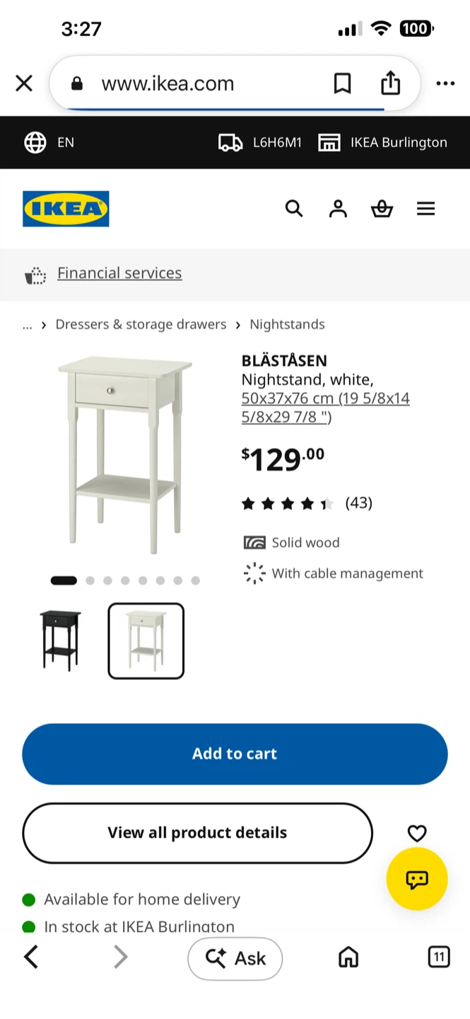 IKEA BLASTASEN White Nightstand - photo 4