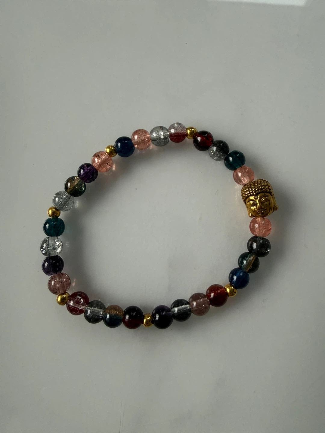 Multi-Coloured Bead Bracelet with Buddha Charm - photo 2