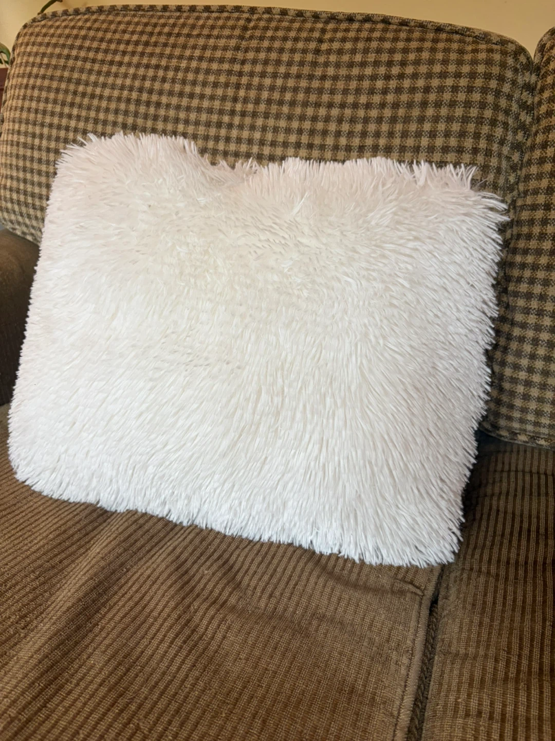 White Shaggy Throw Pillow - photo 2