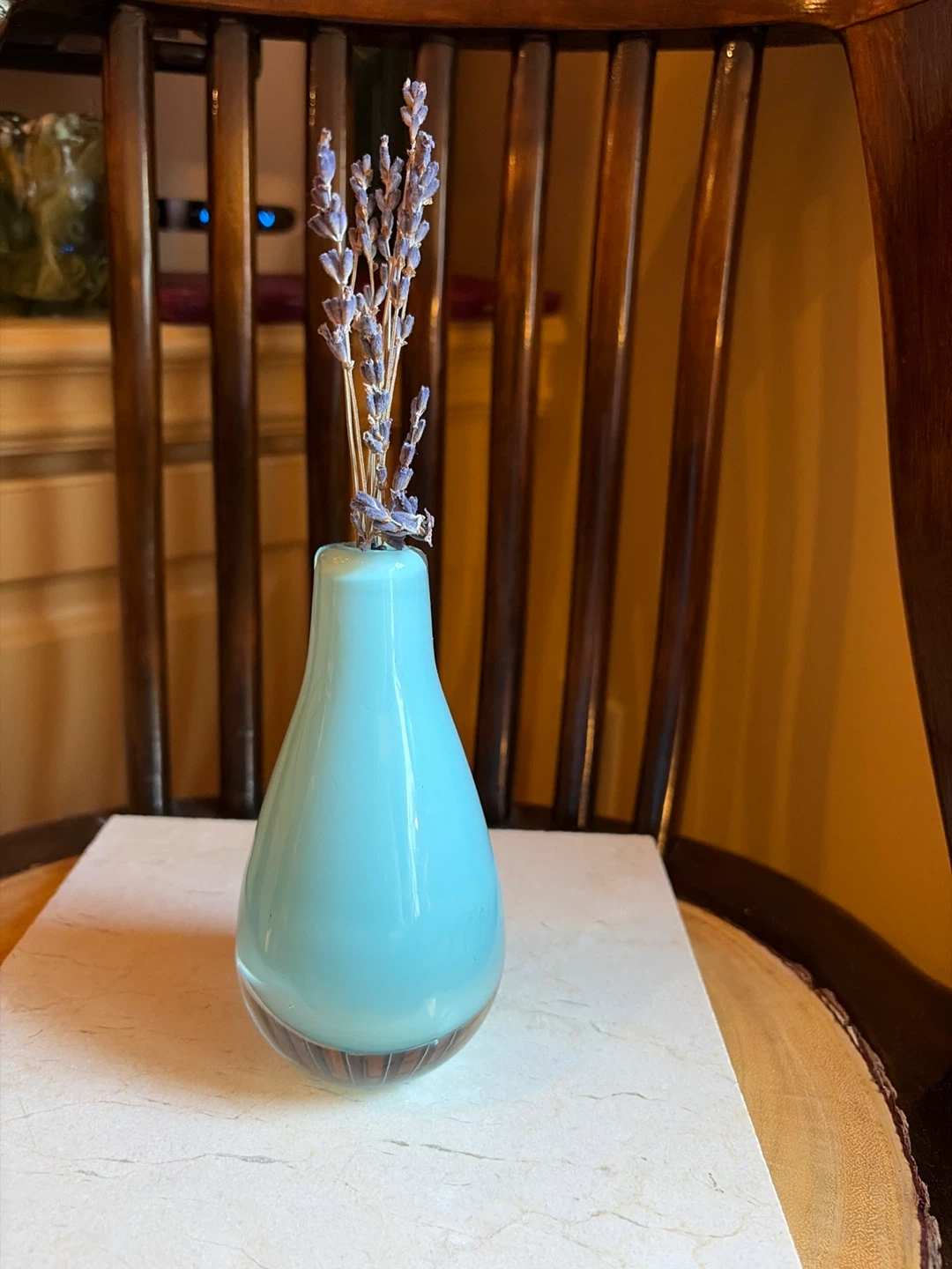 Tiffany Blue/ Aqua Hand Blown Art Glass Bud Vase - photo 2