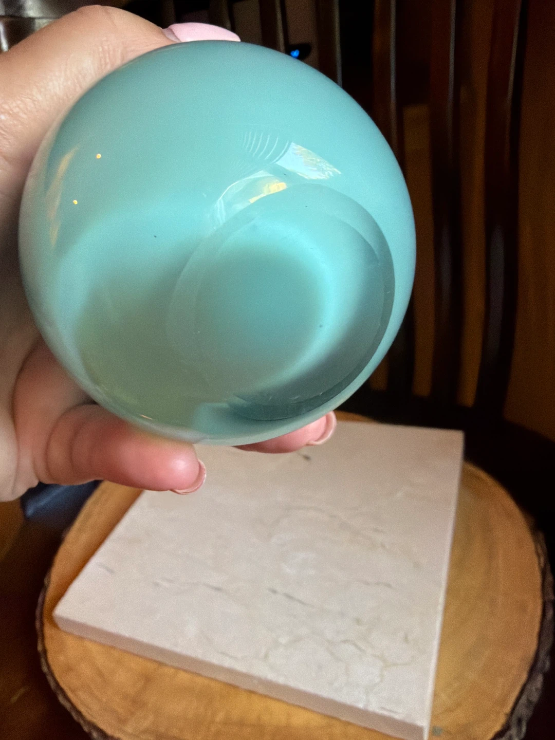Tiffany Blue/ Aqua Hand Blown Art Glass Bud Vase - photo 3
