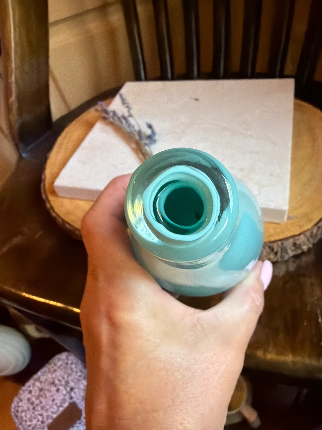Tiffany Blue/ Aqua Hand Blown Art Glass Bud Vase - photo 4