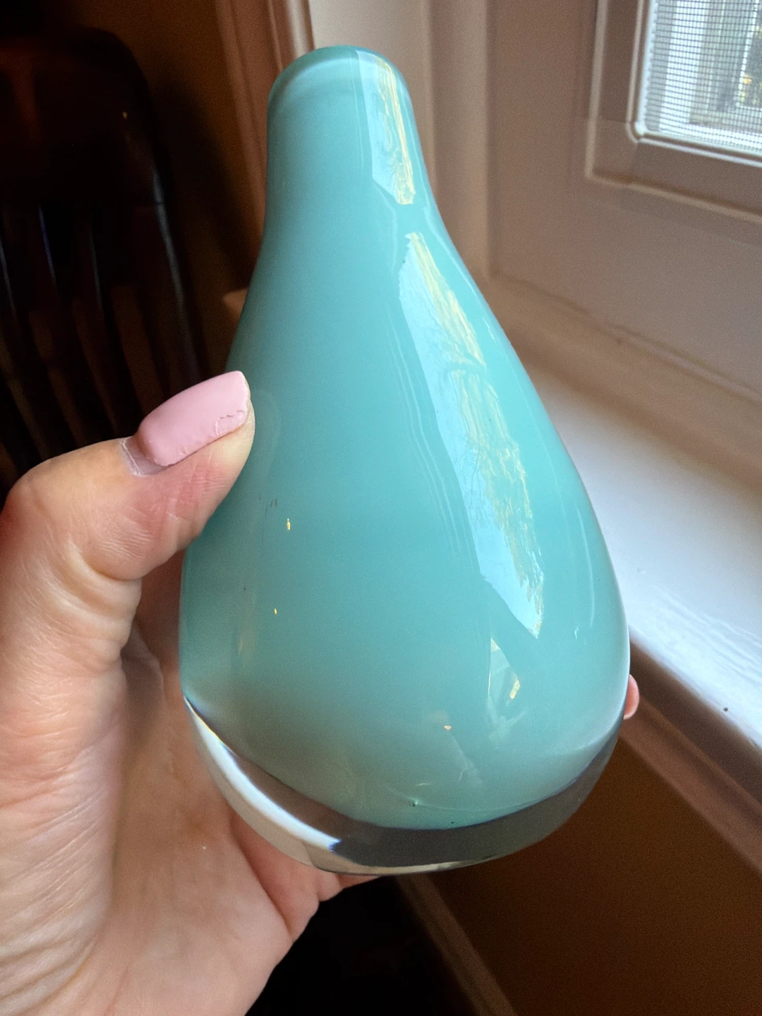 Tiffany Blue/ Aqua Hand Blown Art Glass Bud Vase - photo 5