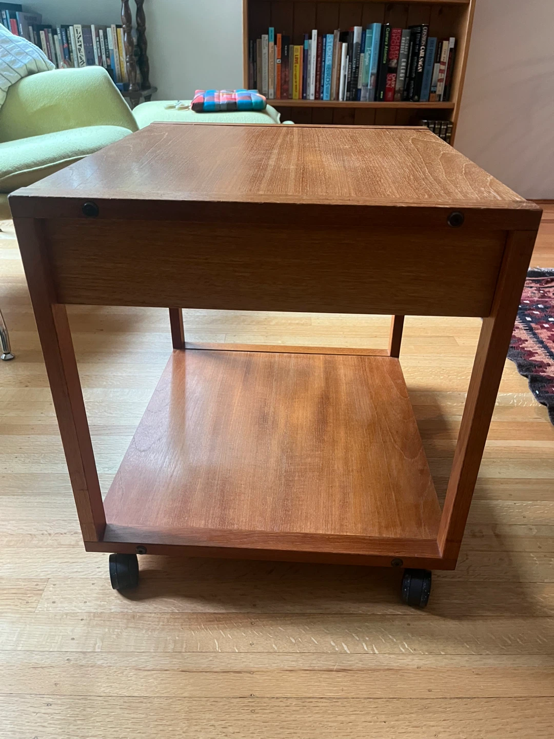 MCM teak side table on casters - photo 4