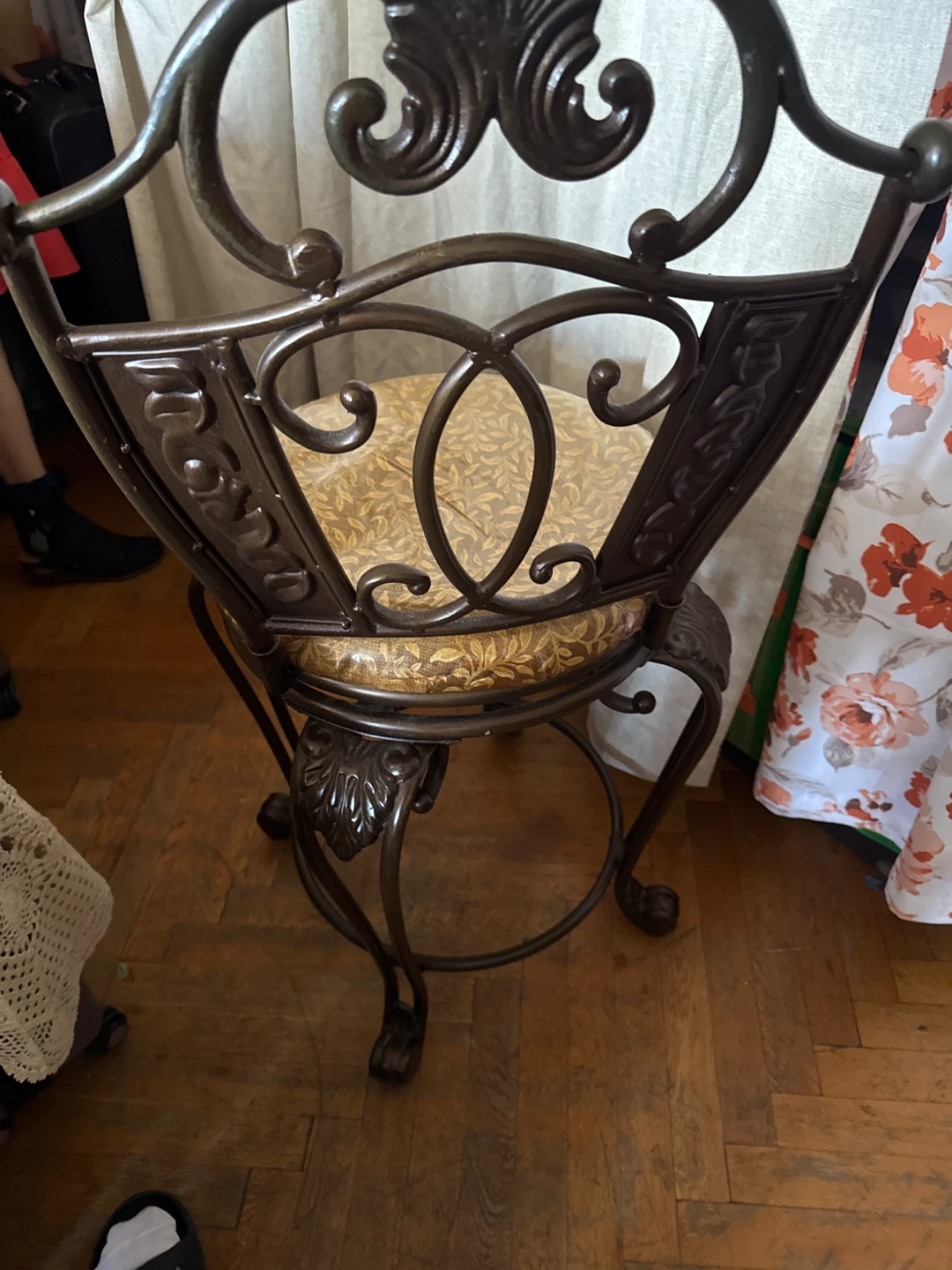 Ornate Bronze Swivel Bar Stool - photo 2
