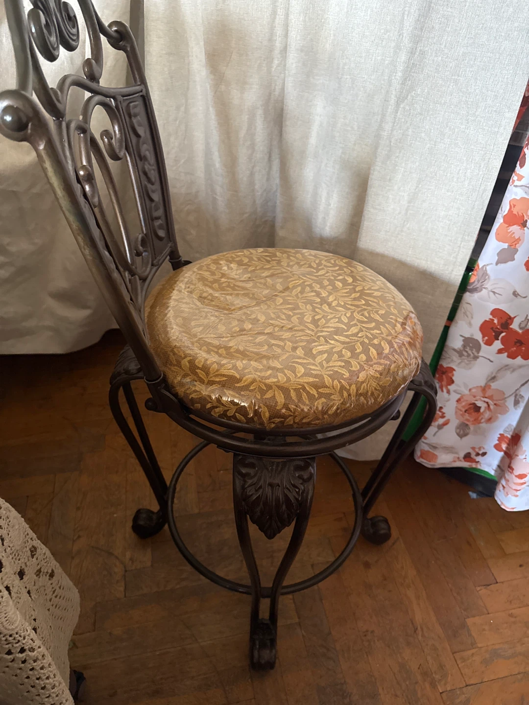 Ornate Bronze Swivel Bar Stool - photo 3
