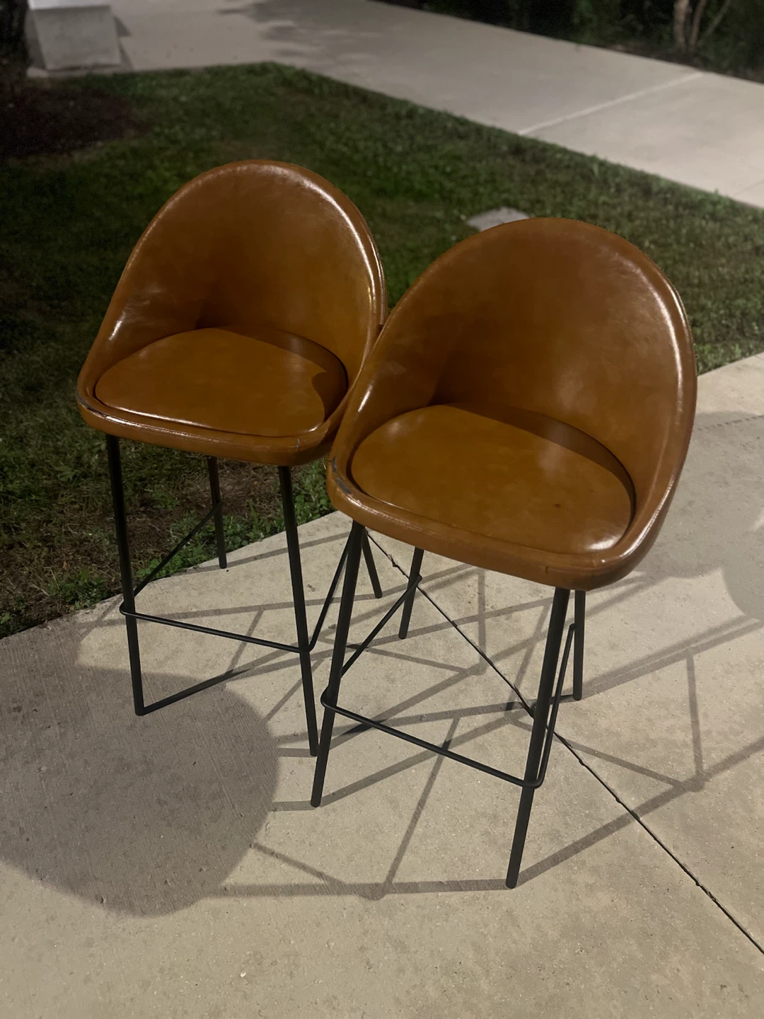 Set of 2 Brown Faux Leather Bar Stools