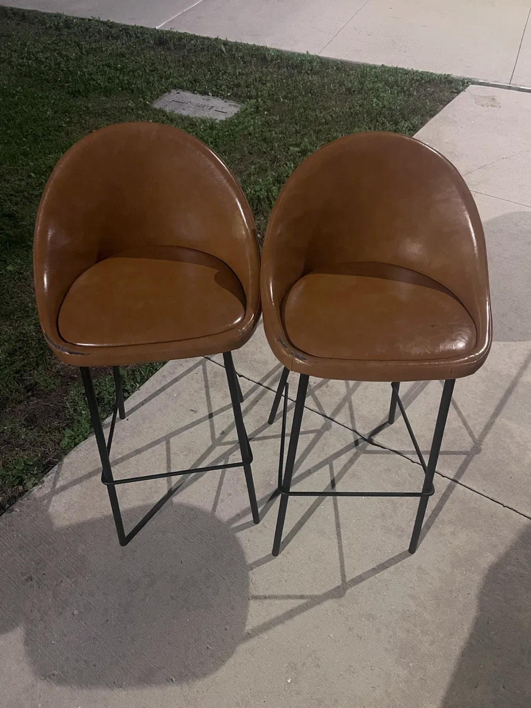 Set of 2 Brown Faux Leather Bar Stools - photo 2