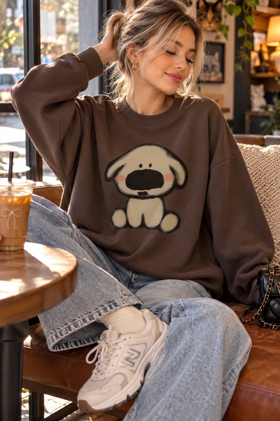 Brown Dog Graphic Sweatshirt size: medium - photo 3