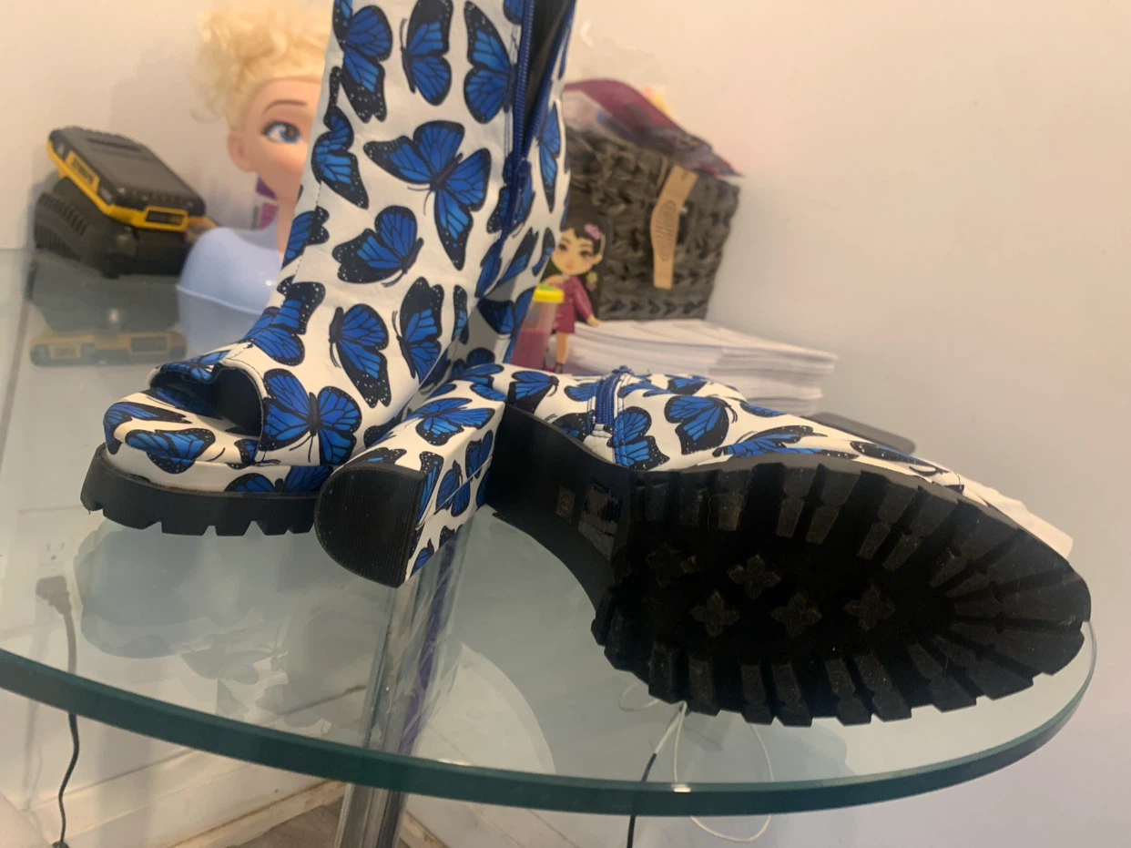 Butterfly Print Open-Toe Platform Boots - photo 2