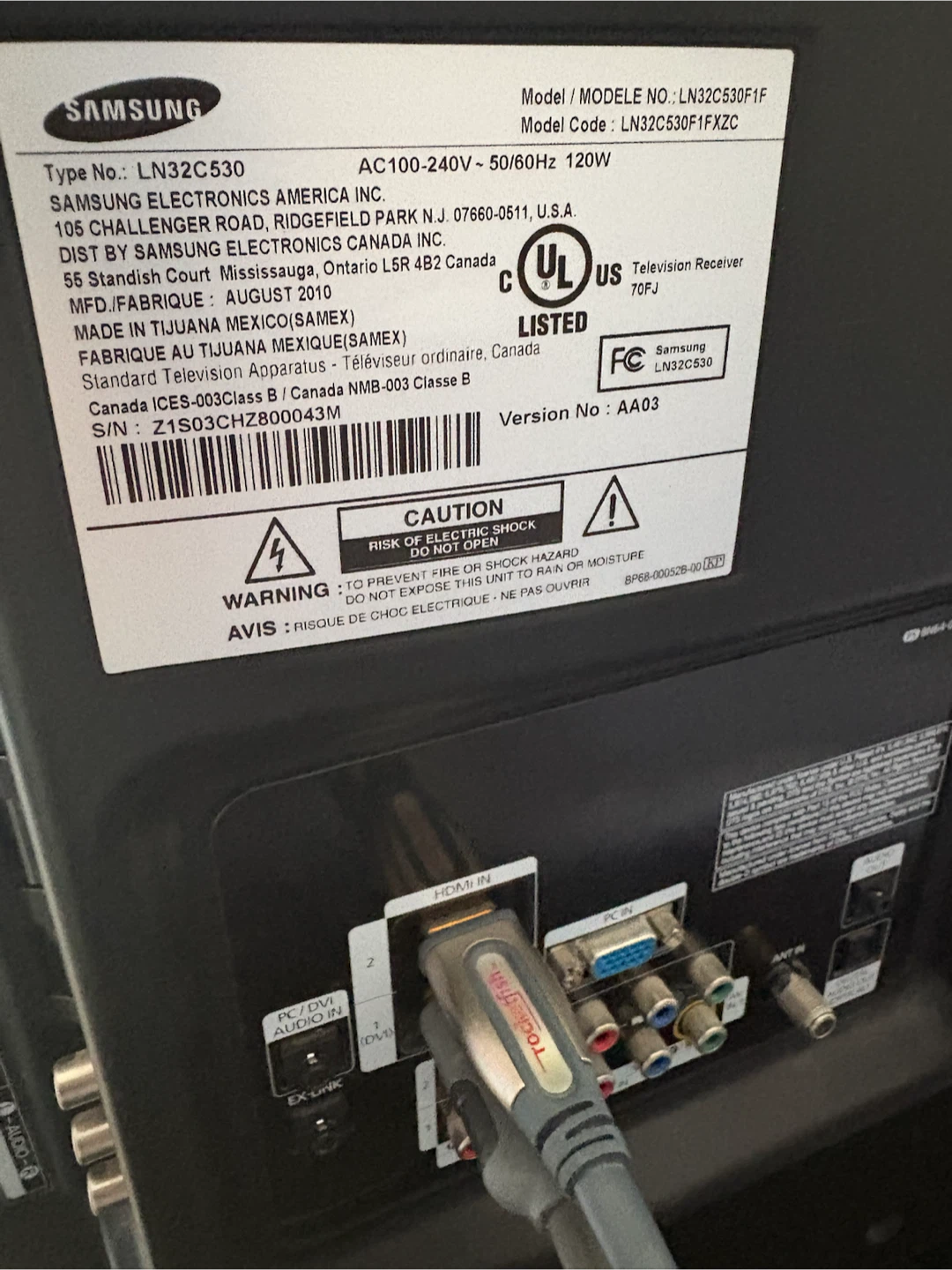 Samsung 32 inch LN32C530 Television - photo 4