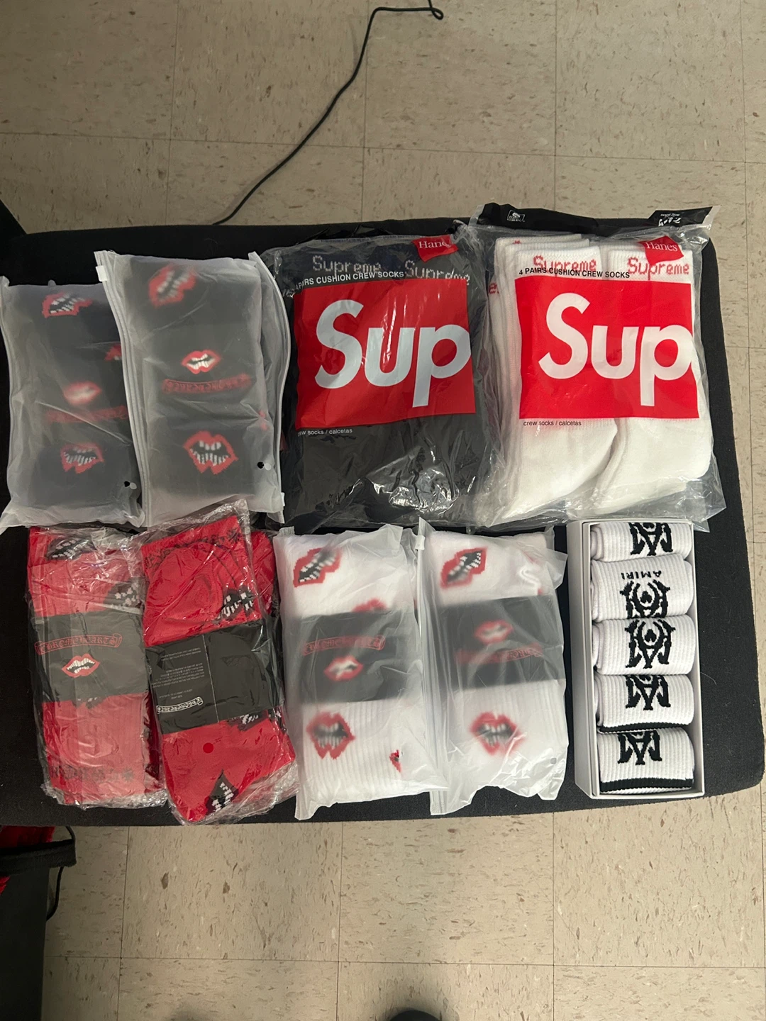Supreme Hanes, Chrome, Amiri Socks Lot