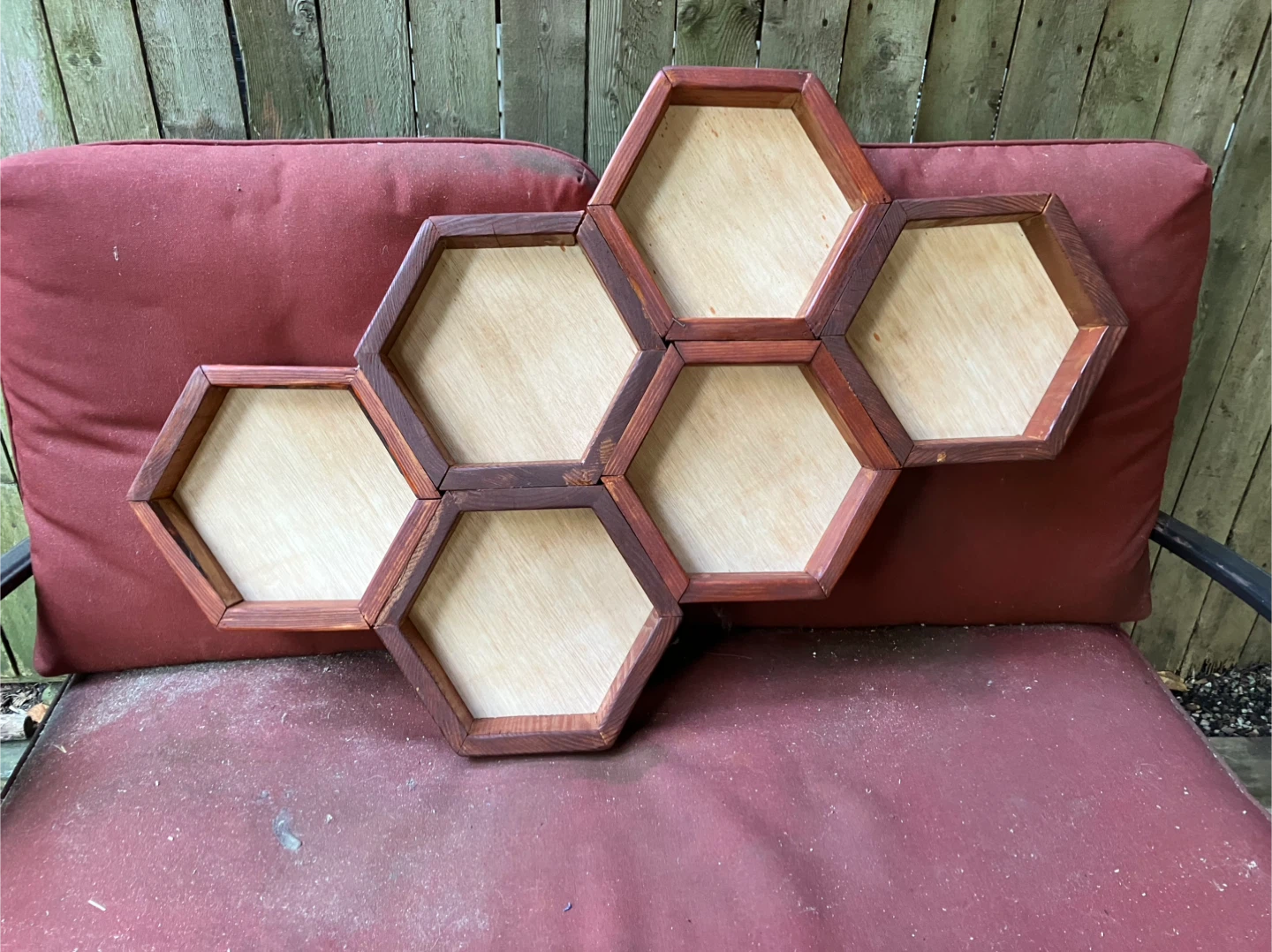 Homemade Wooden Hexagon Wall Shelf Unit